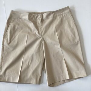 Lafayette 148 New York Beige Flat-Front Bermuda Shorts